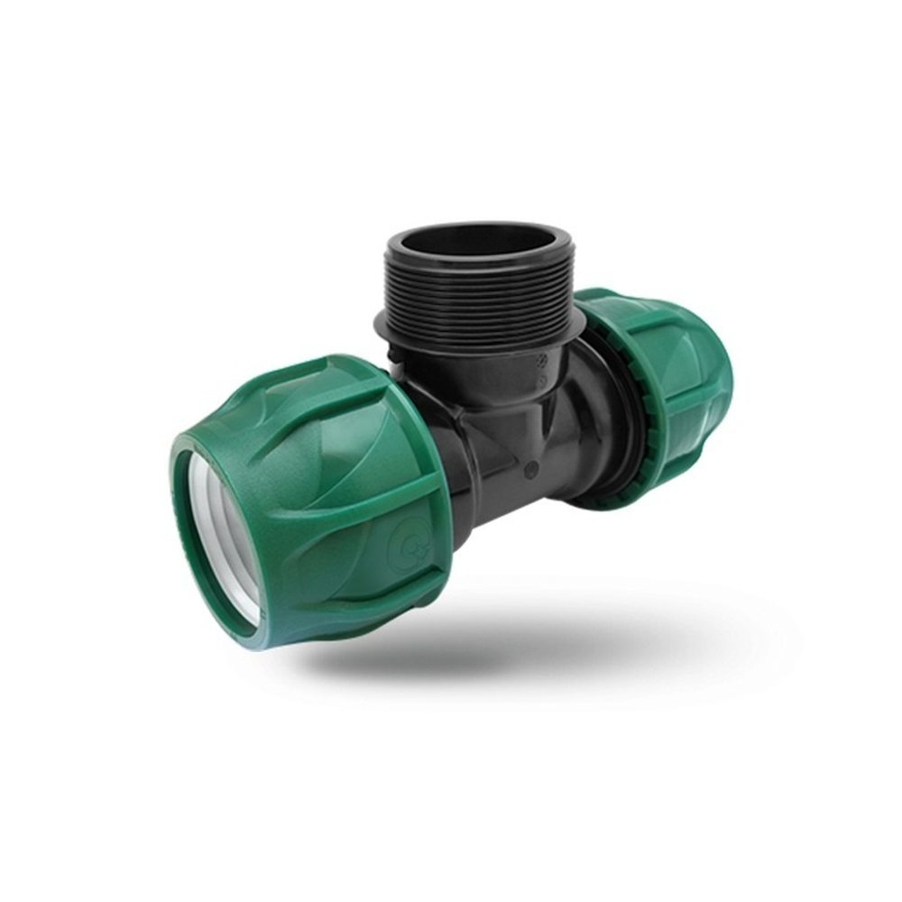 Тройник ПЭ с наруж. труб. резьбой 32х1/2''х32 (обж.) POELSAN GREEN