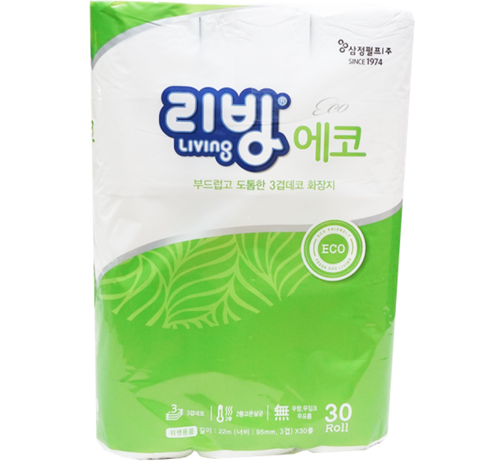 Туалетная бумага  LIVING 30 рул. 3-х сл.*22м, 1/3