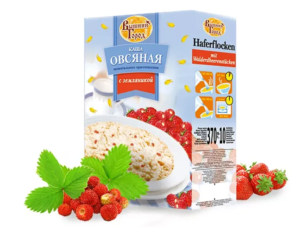 Каша овсяная м\п "Вышний город"  с земляникой , 370 гр (37 гр. по 10 шт)