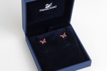Комплект из трех ассиметричных серег Swarovski на пусетах с бабочками
