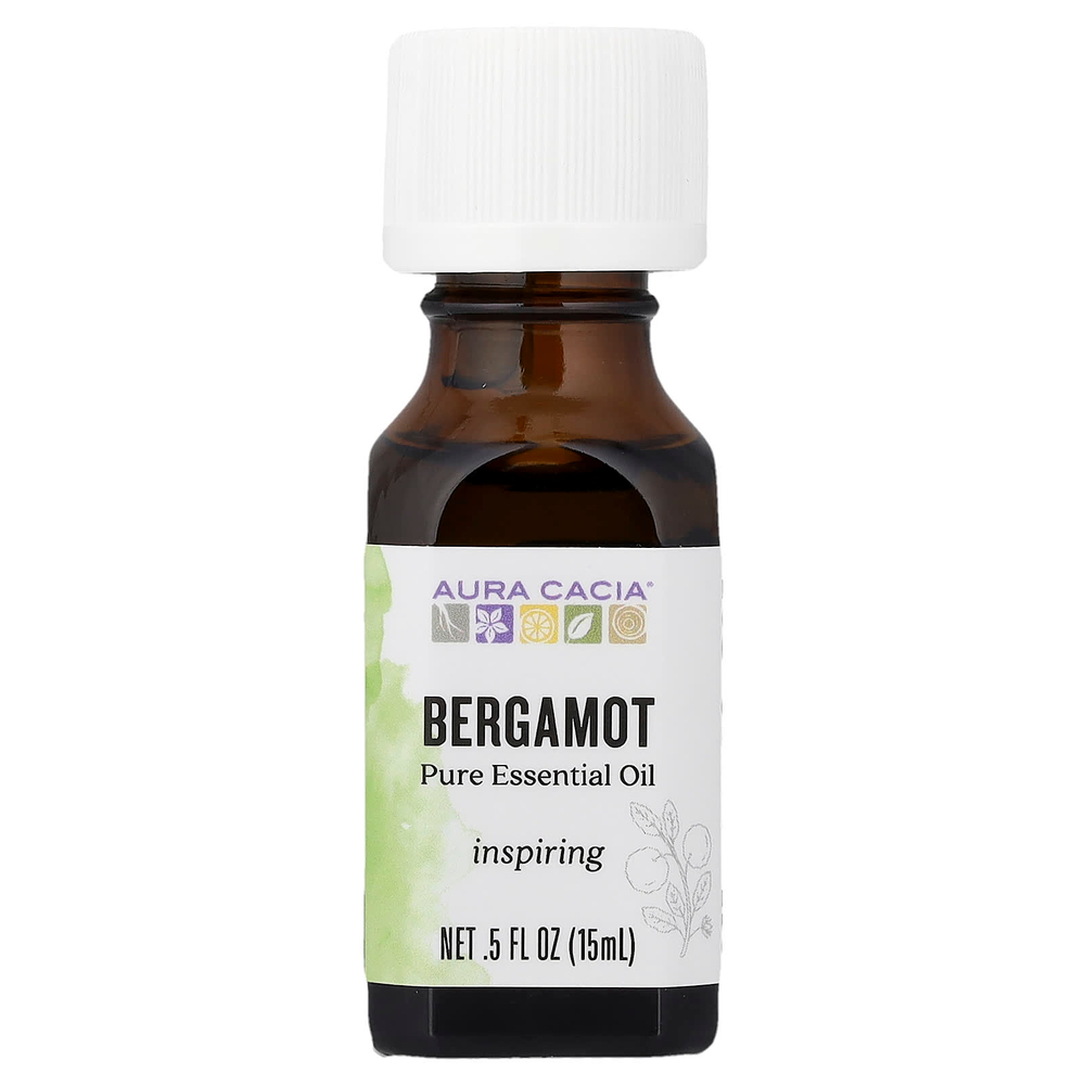 Aura Cacia, 100% чистое эфирное масло бергамота, 0.5 жидкой унции (15 мл)
