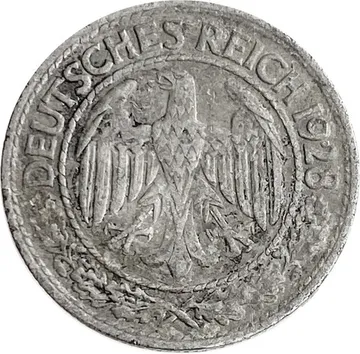 50 рейхспфеннигов 1928 Германия "D"