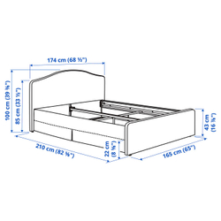 IKEA RAMNEFJÄLL  (ИКЕА РАМНЕФЙЭЛЛ)  -  Чехол на раму кровати - Кловста серо-белый 160х200 см