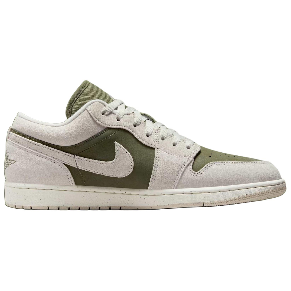 Jordan Air Jordan 1 Cushioning Low top Vintage Basketball Shoes Unisex Olive Green/Sail White