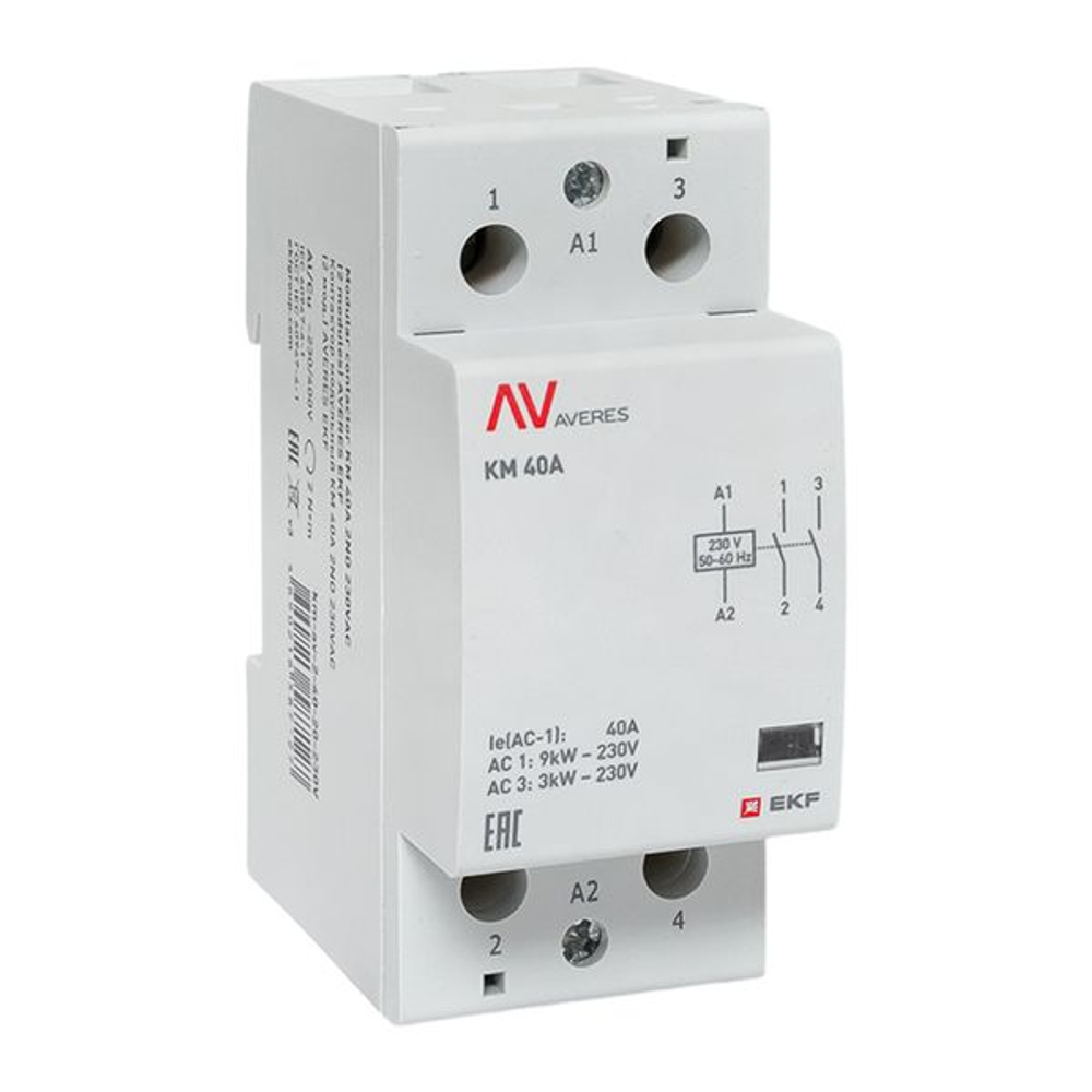 Контактор модульный КМ 40А 2NO 230В АС (2 мод.) AVERES EKF