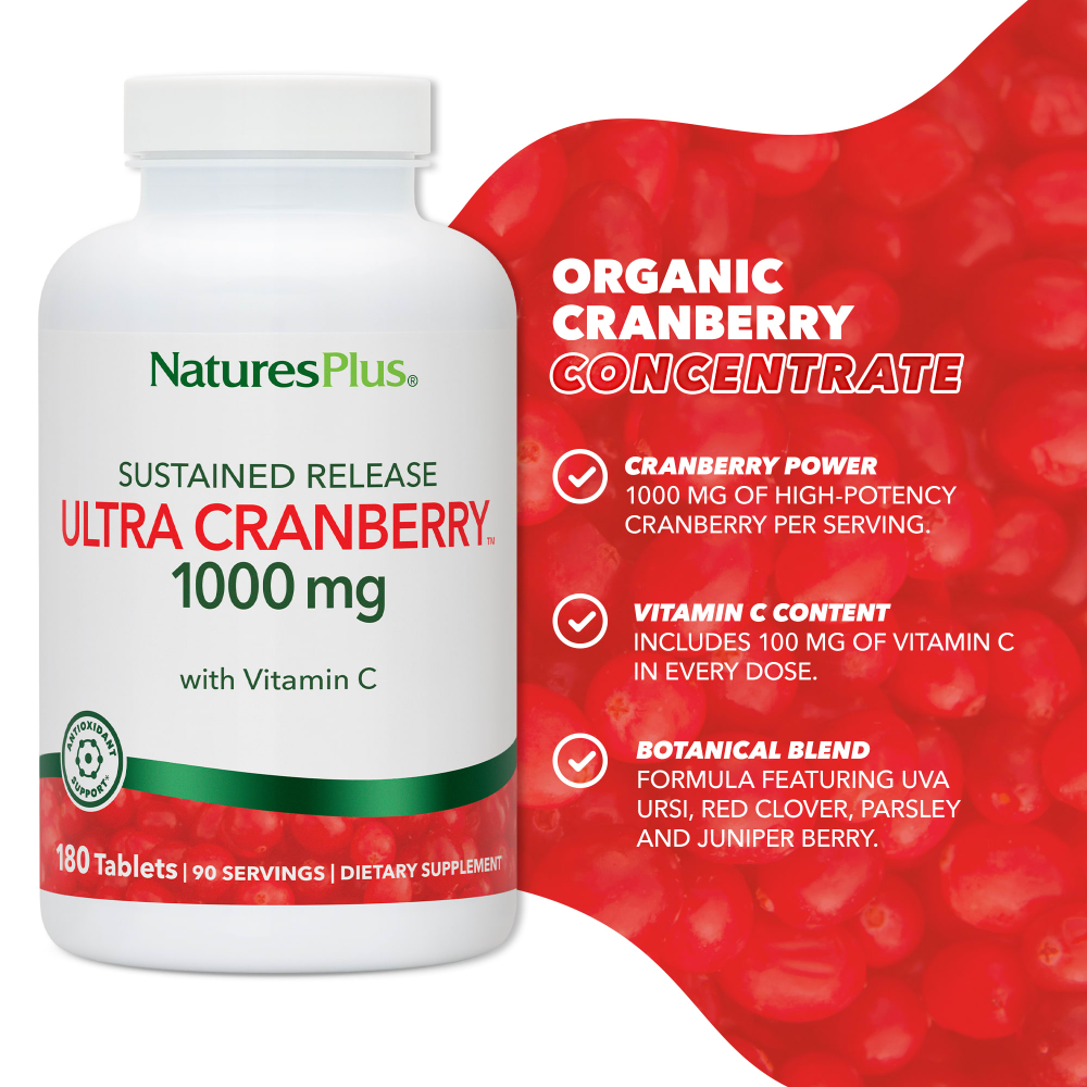 NaturesPlus, Ultra Cranberry™, таблетки с длительным высвобождением, 180 таблеток