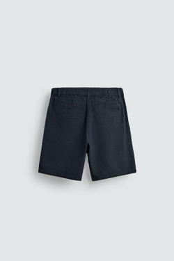 ZARA ШОРТЫ REGULAR FIT ИЗ РЕЛЬЕФНОЙ ТКАНИ, МОРСКОЙ СИНИЙ