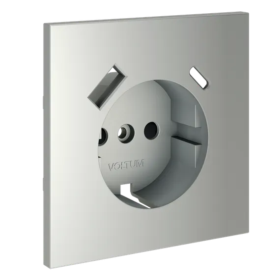 Накладка для розетки с заземлением и защитными шторками, с USB A+C Voltum S70 Сталь VLS001005