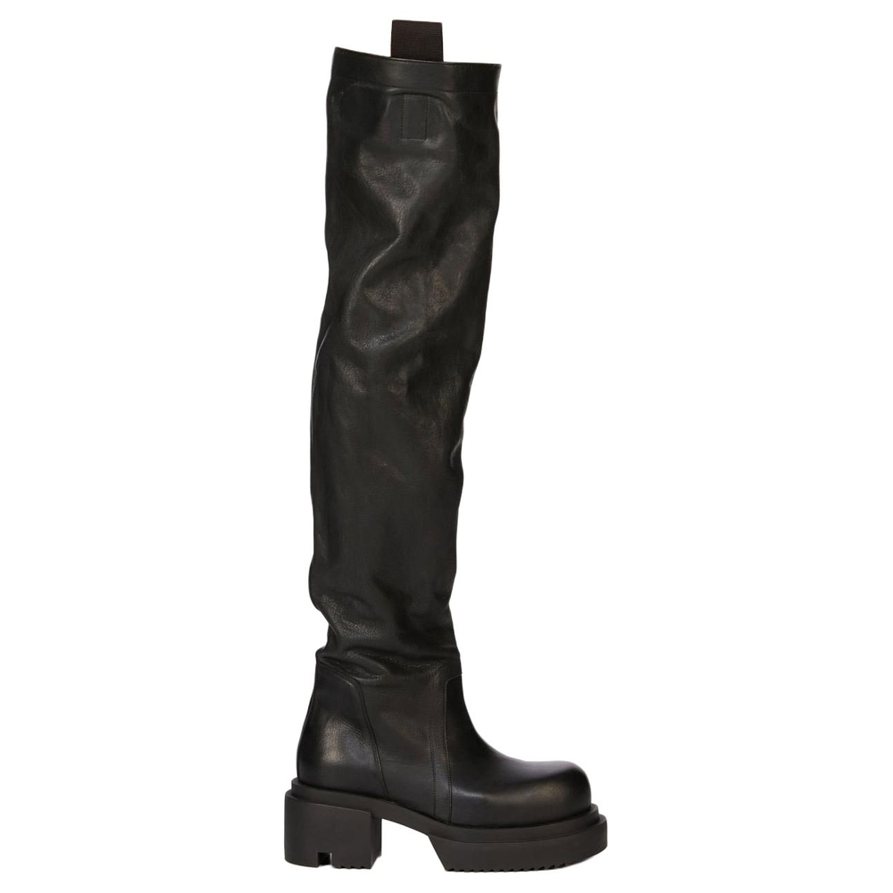 RICK OWENS/RO Calfskin Over the knee Boots Men"s Black