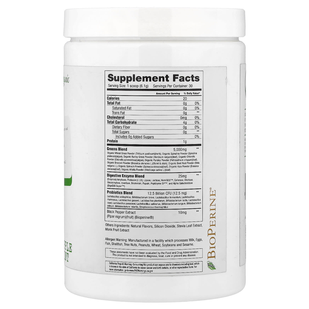 Project 1 Nutrition, Greens, Superfoods, зеленый в порошке, со вкусом яблока и мяты, 183 г (6,46 унции)