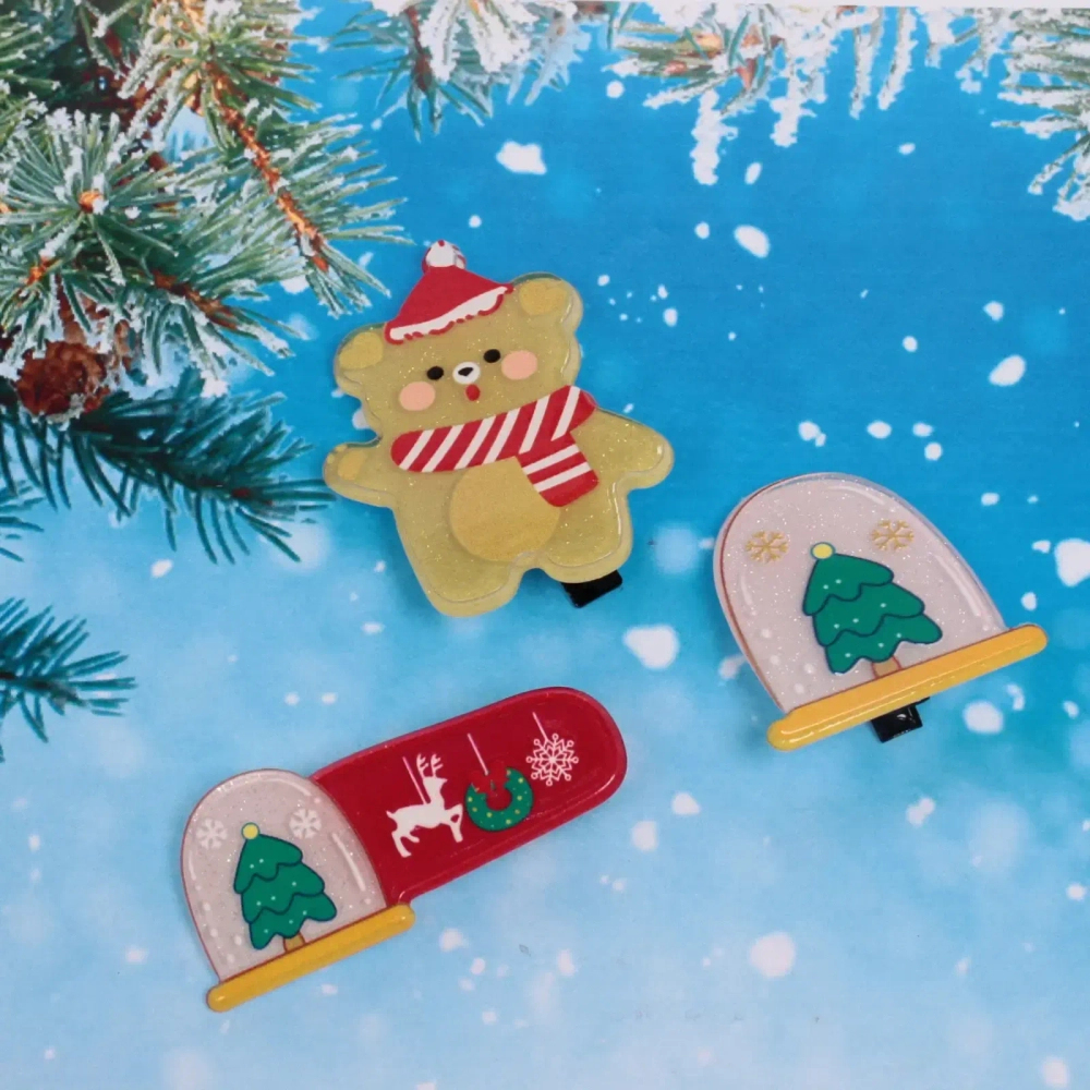 Зажимы для волос 3шт «Christmas story- Чудесные друзья», 6,5*10,5см