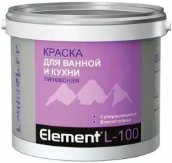 Краска Alpa Element L-100 для ванной и кухни латексная супермоющаяся бесцветная 1,8л