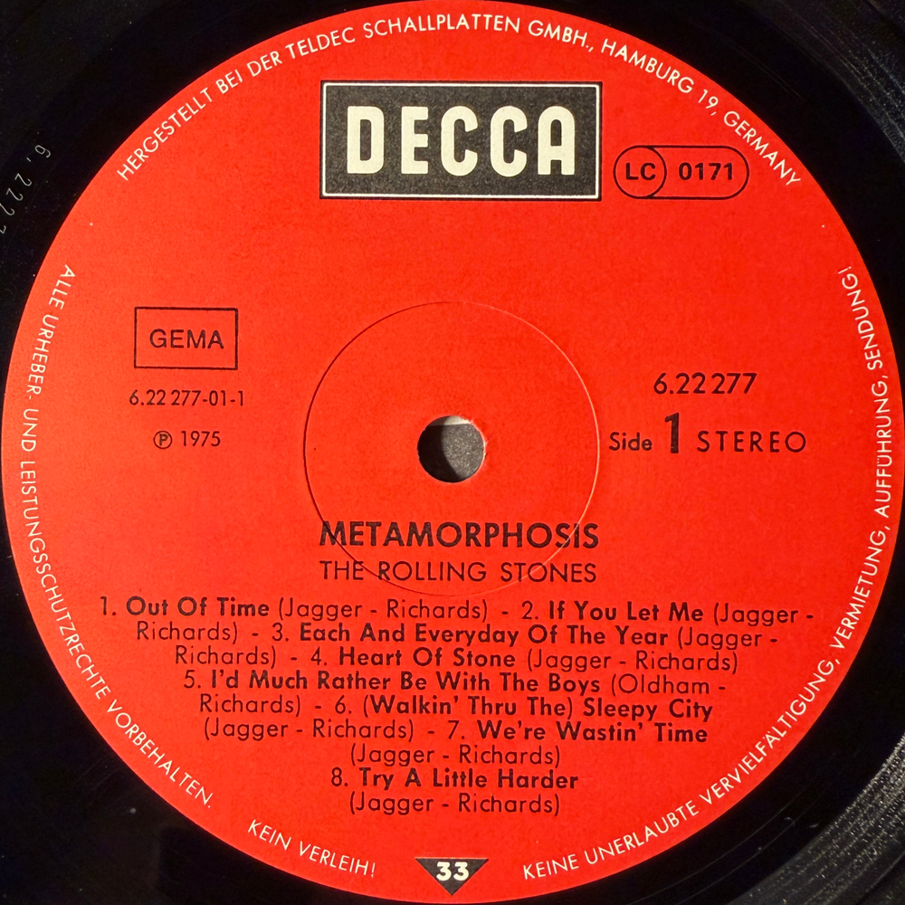 The Rolling Stones ‎– Metamorphosis (Германия 1975г.)