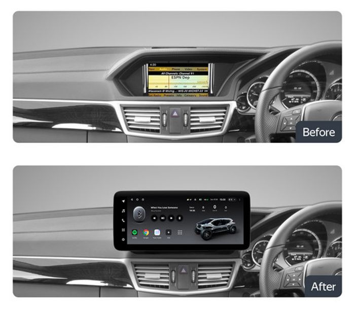 Магнитола для Mercedes-Benz E W212 седан правый руль 2009-2012 NTG 4.0 - Teyes LUX ONE ROUND монитор 12.3" 2K QLED на Android 10, Быстрая, CarPlay, 4G SIM-слот
