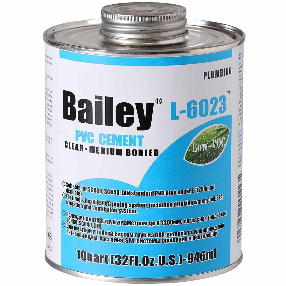 Клей для ПВХ труб до 200 мм. и изделий из ПВХ в банке с кисточкой Bailey L-6023 (Китай)