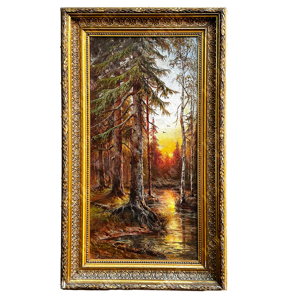 Зотов П. В. Закат в сосновом лесу. Холст, масло. Россия, 1908 г.