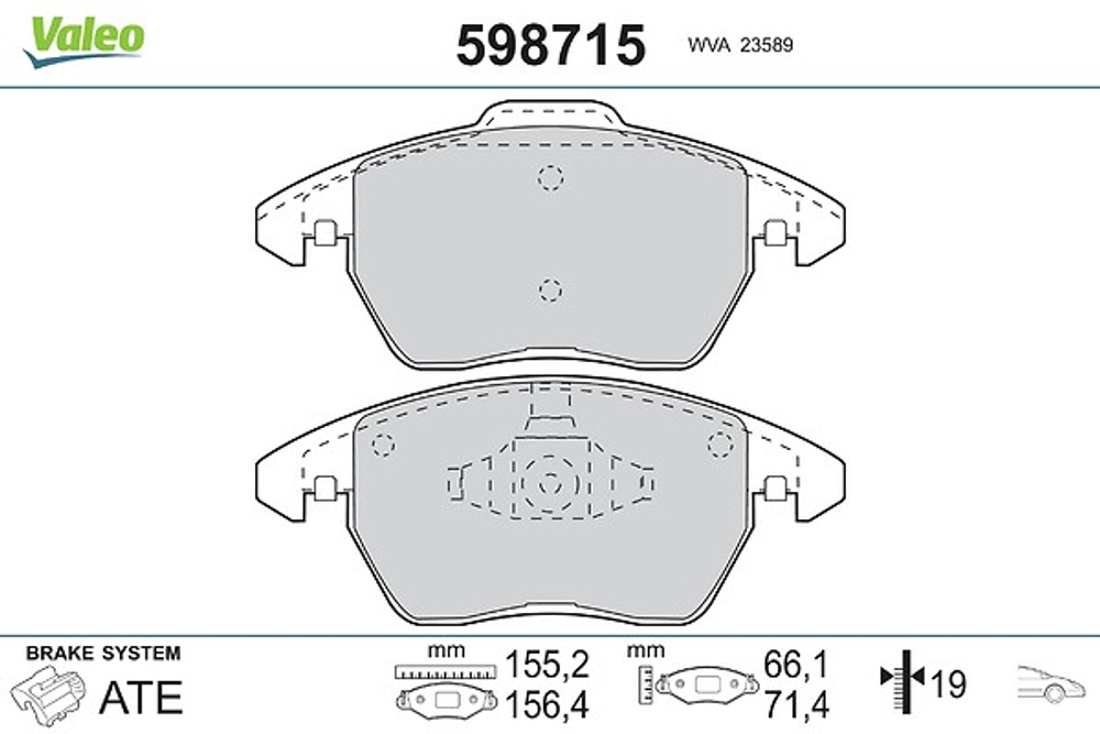 VALEO - 598715-VAL - Brake Pad Set, disc brake