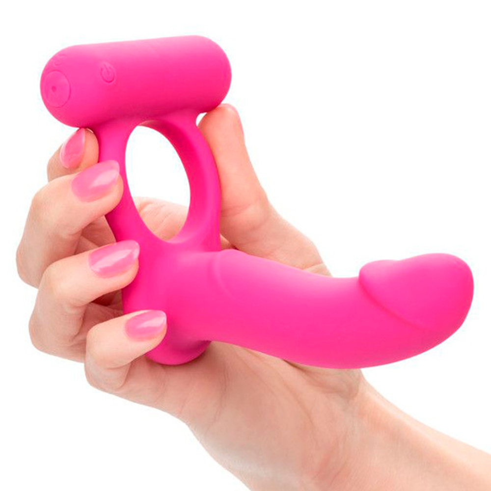 Розовая вибронасадка для двойного проникновения California Exotic Novelties Silicone Rechargeable Double Diver SE-1844-15-3
