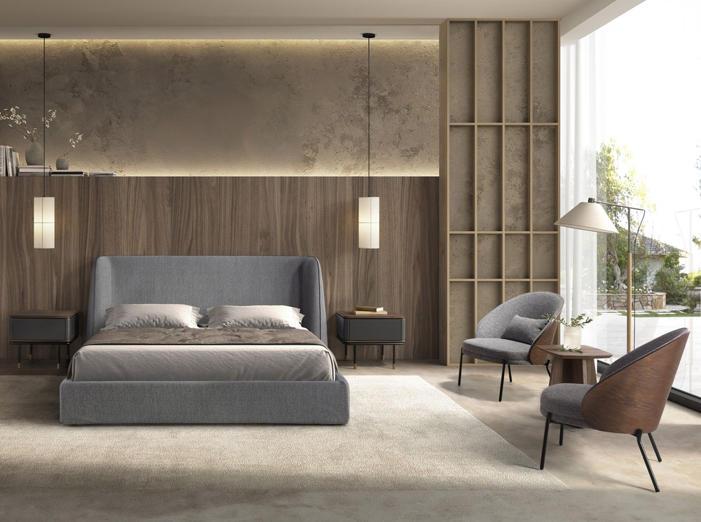 Кровать Angel Cerda 7145 из темно-серой ткани