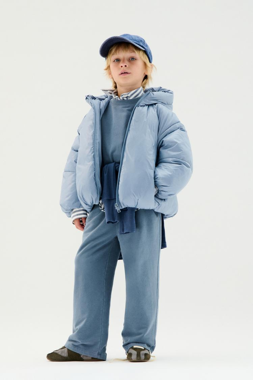ZARA ПРОРЕЗИНИРОВАННОЕ СТЕГАНОЕ ПАЛЬТО WATER REPELLENT, СИНИЙ