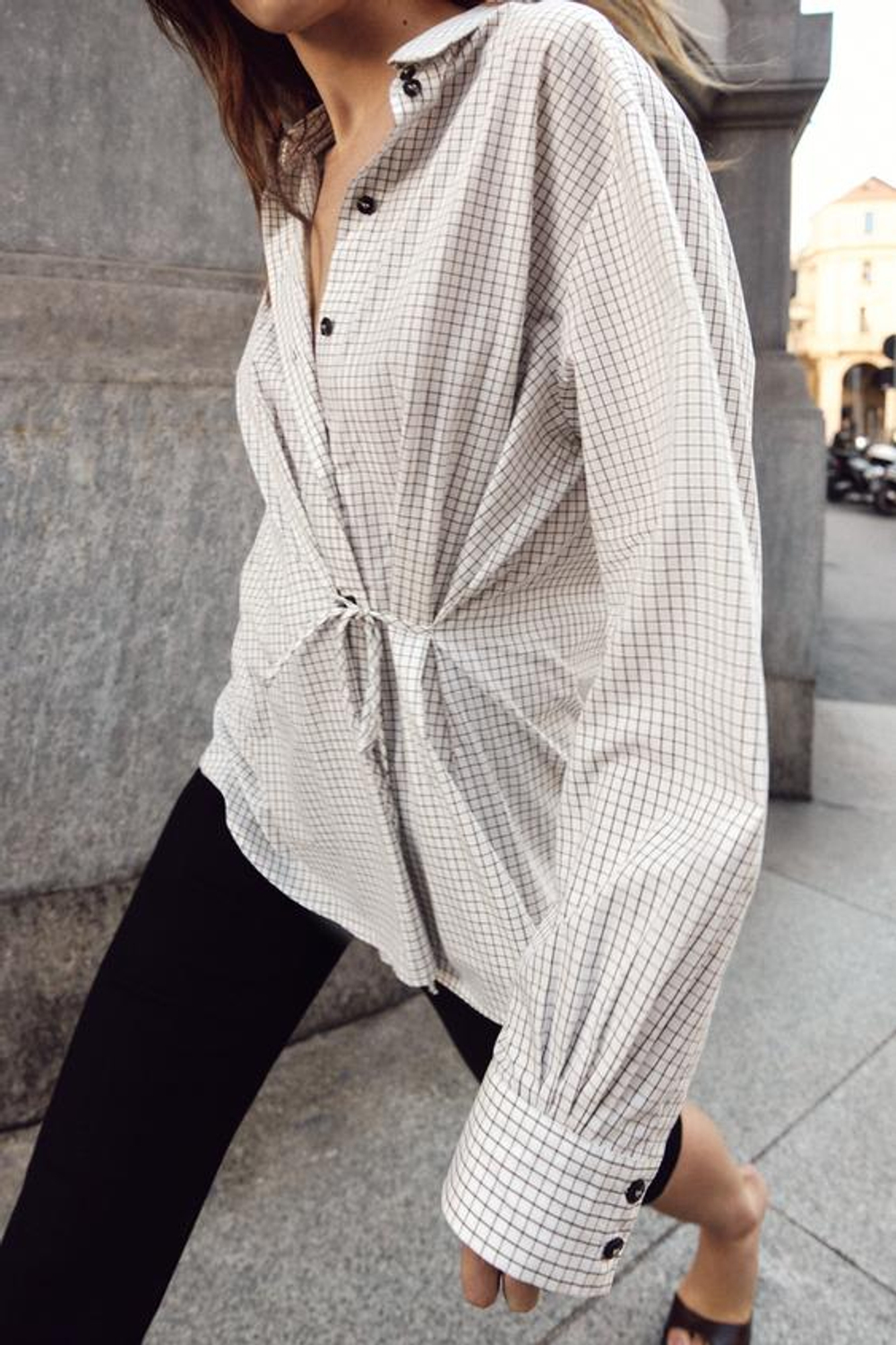 Рубашка в клетку с бантиками - ZARA