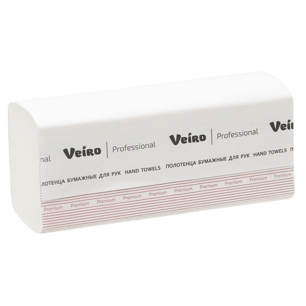 Бумажные полотенца V-слож. в пачках Veiro Professional Premium белые двухслойные (20 пачек по 200 л)