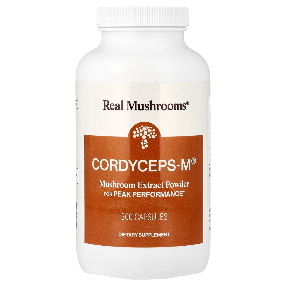 Real Mushrooms, Cordycep-M®, экстракт грибов в порошке, 300 капсул