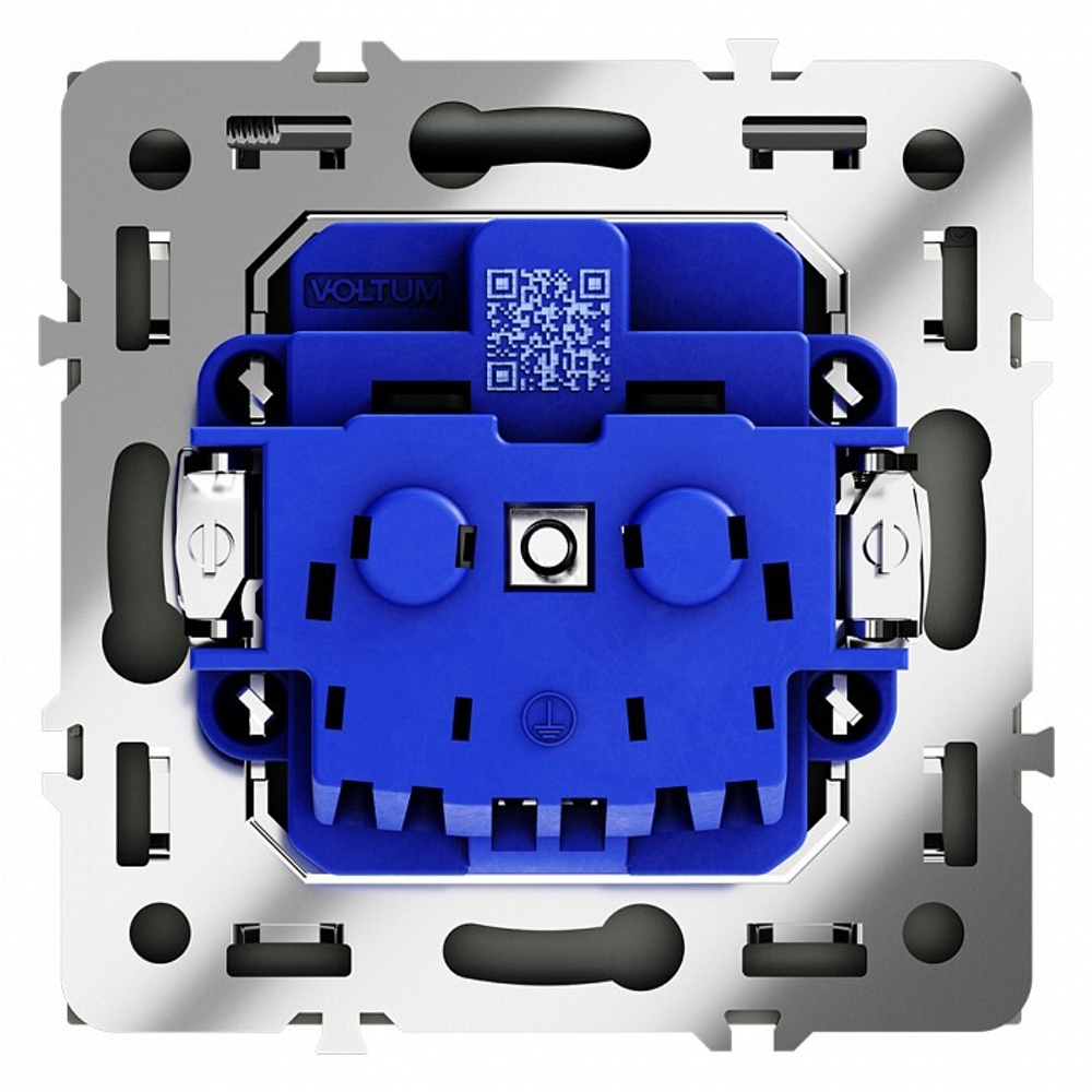Розетка с заземлением и со шторкой, без рамки с крышкой Voltum S70 VLS040307