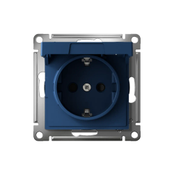 ATLASDESIGN РОЗЕТКА с заземлением со шторками с крышкой,16А,IP20, мех.,быстрозажим. клем., АКВАМАРИН