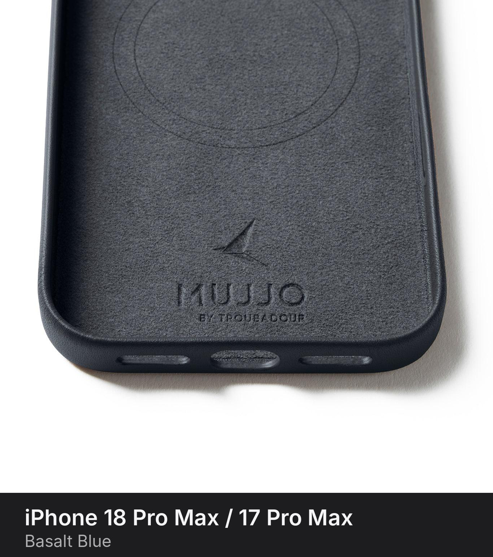 Чехол Mujjo Leather Case для iPhone 18 Pro Max / 17 Pro Max Basalt