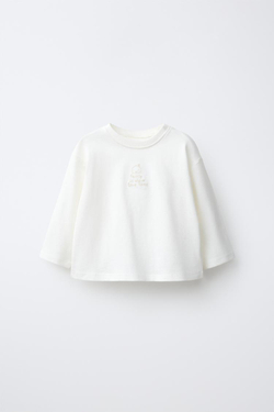 ZARA ЛОНГСЛИВ С ВЫШИВКОЙ, ЭКРЮ