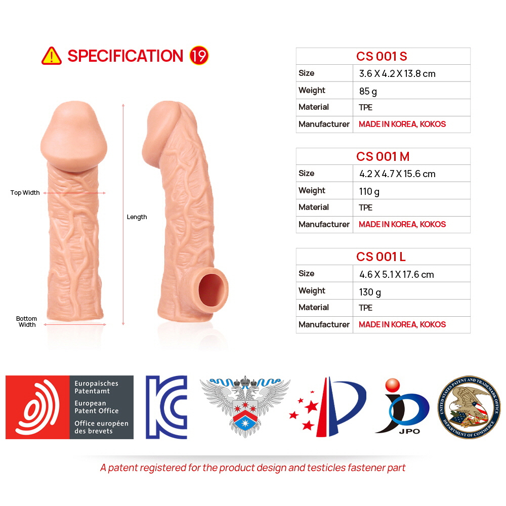 Насадка реалистичная Cock Sleeve CS 001 телесная TPE KOKOS CS-001-M