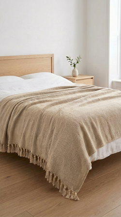 Velora Home Плед LUX Однотонный-2 бежевый цвет 200х230 100% Хлопок