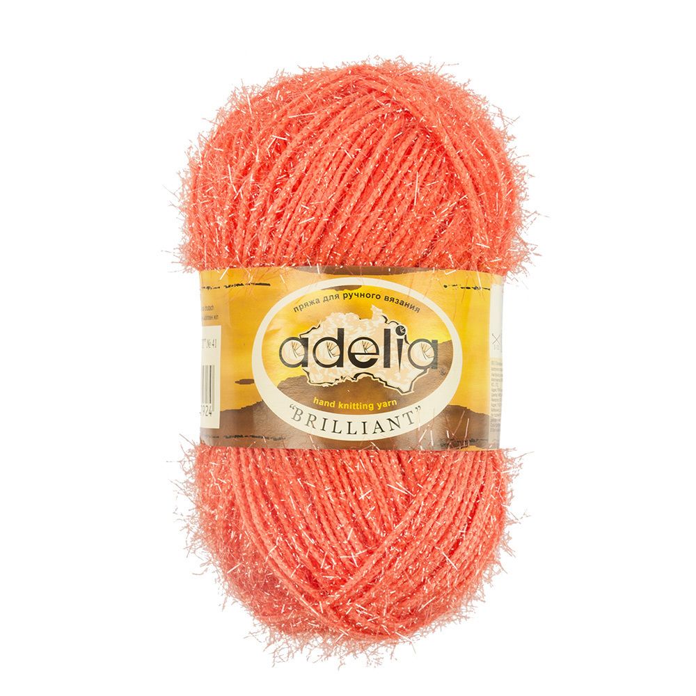 Пряжа Adelia Brilliant / уп.10 мот. по 50г, 90м, 41 коралловый Пряжа Adelia Brilliant / уп.10 мот. по 50г, 90м, 41 коралловый