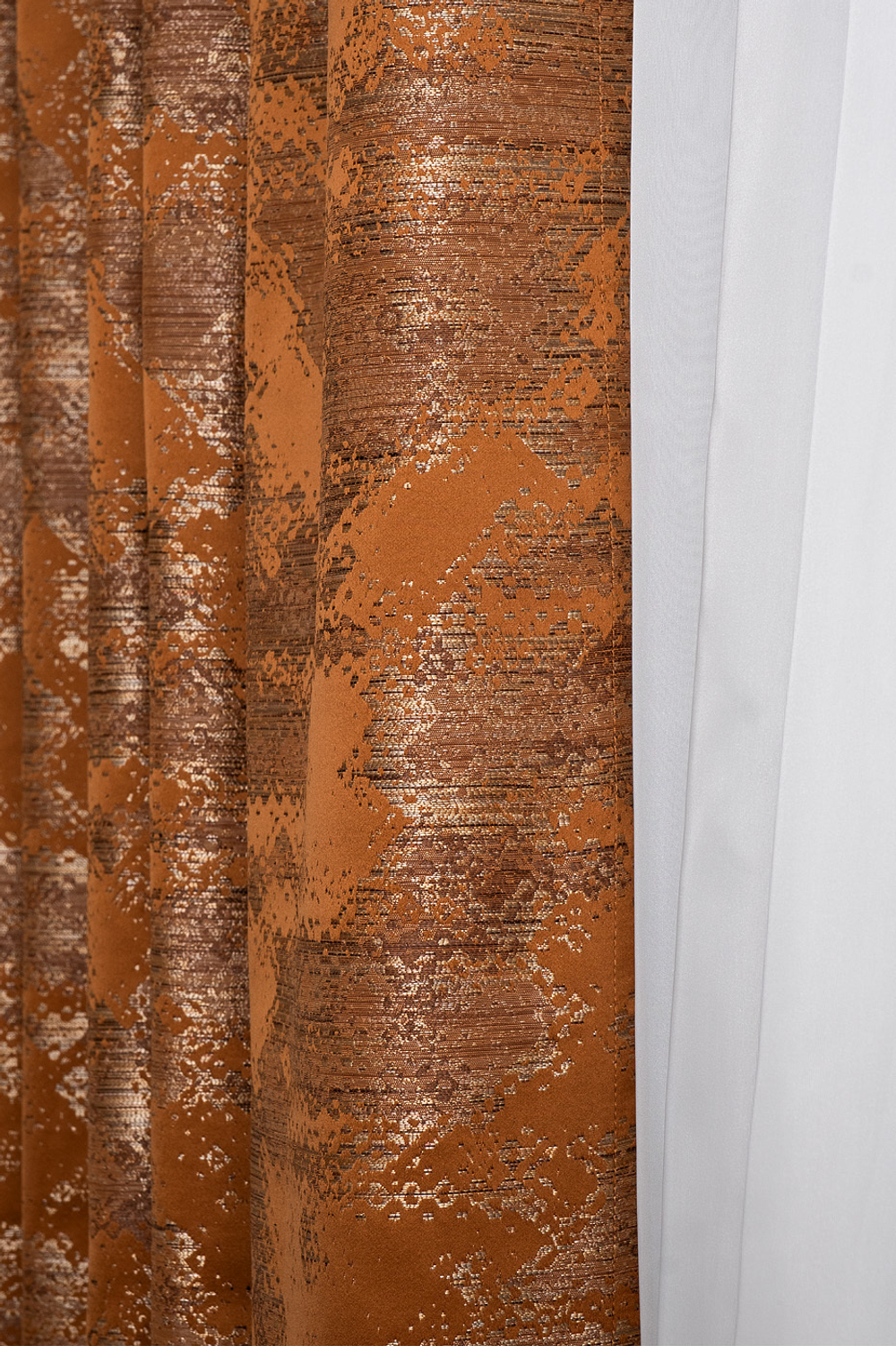 Ткань Портьера 275x260 Garda Decor Bromley оранжевая Оранжевый
