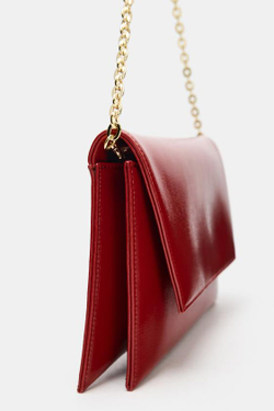 ZARA СУМКА ИЗ ЛАКИРОВАННОЙ ИСКУССТВЕННОЙ КОЖИ, КРАСНЫЙ