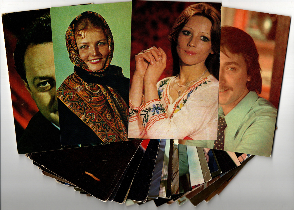 №55 Открытки Артисты и актёры СССР 1970–1980-е г. 25 штук. Цветные, чистые, без повторов