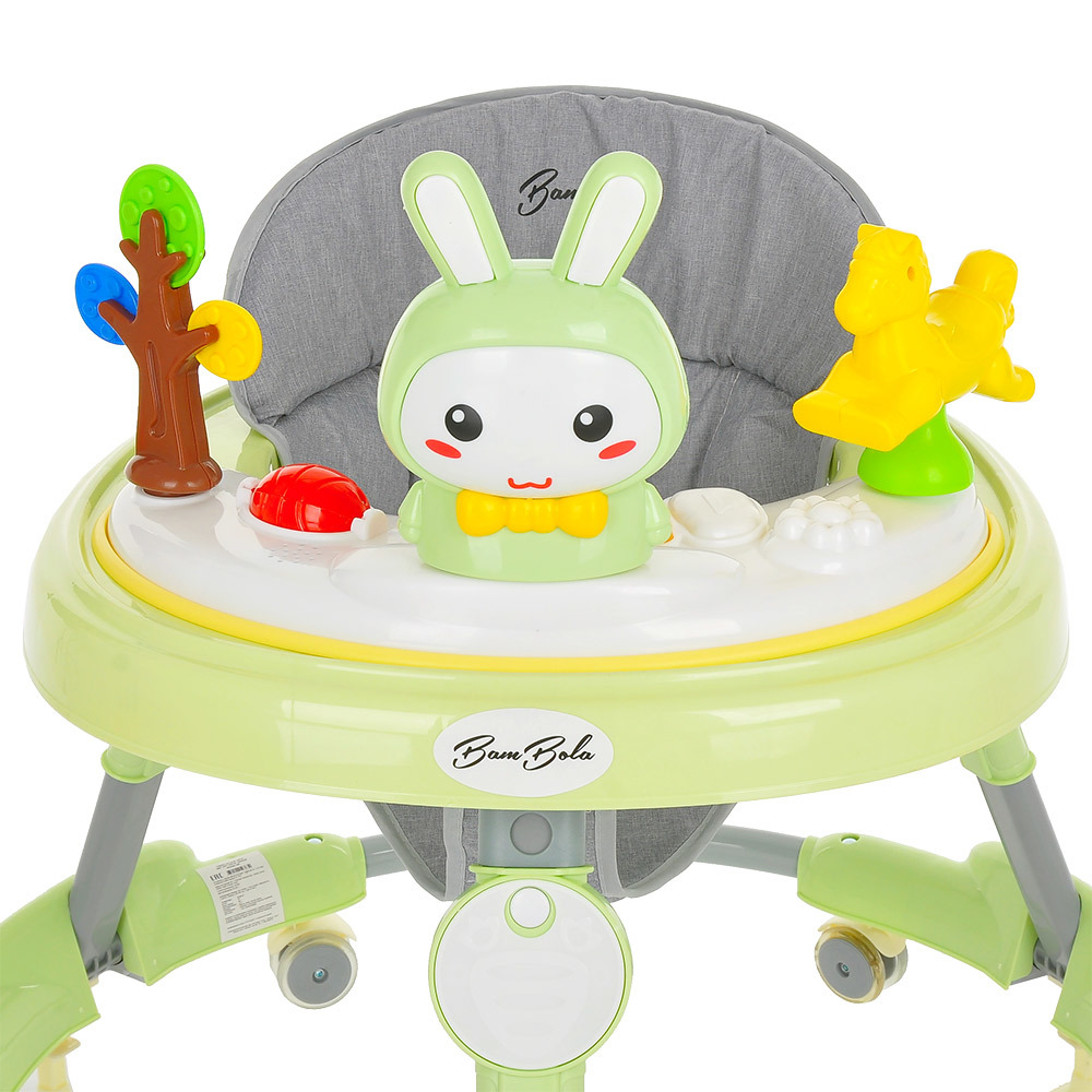 BAMBOLA Ходунки Зайчик (круглые) (6 силик.кол,игр.,муз) (69*69*55) Soft Green/Зеленый