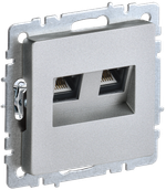 BRITE Розетка компьютерная двойная RJ45 кат.5E РК10-2-БрА алюминий IEK