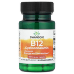 Swanson Vitamins, витамин B12, 500 мкг, 30 веганских капсул