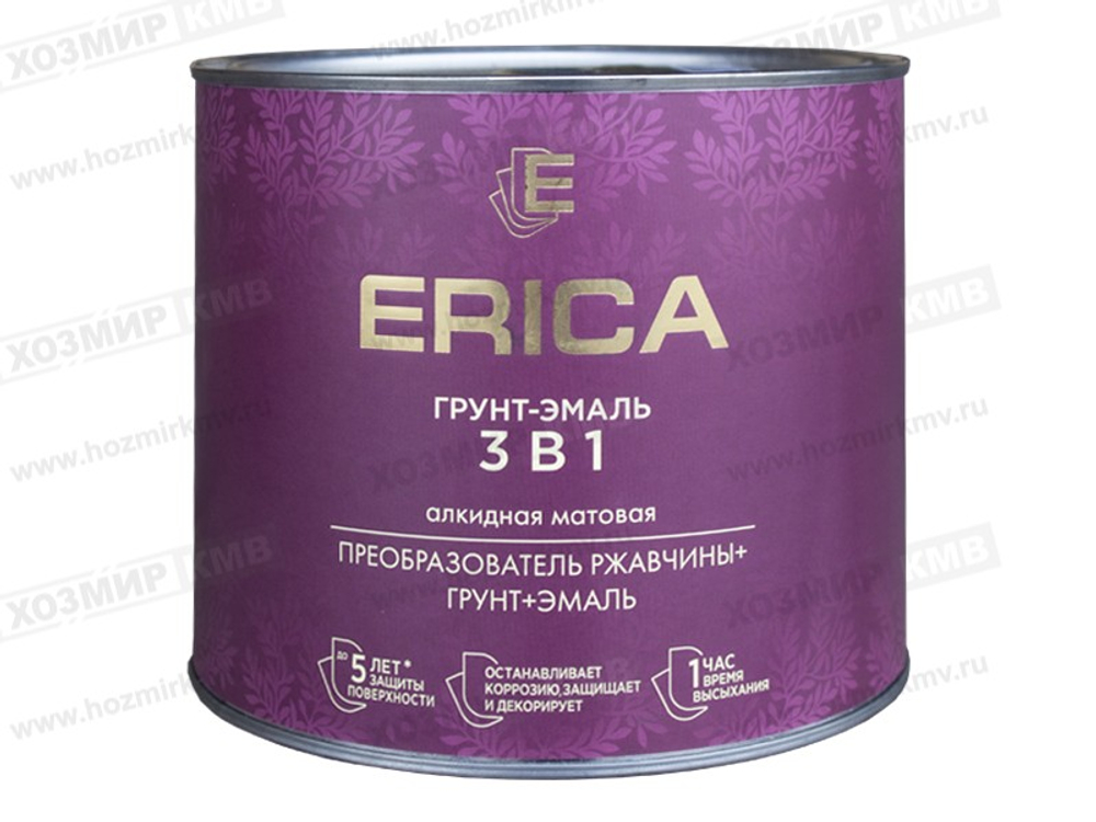 1,8 кг (ERICA) грунт-Эмаль по ржавчине ЗЕЛЕНАЯ матовая