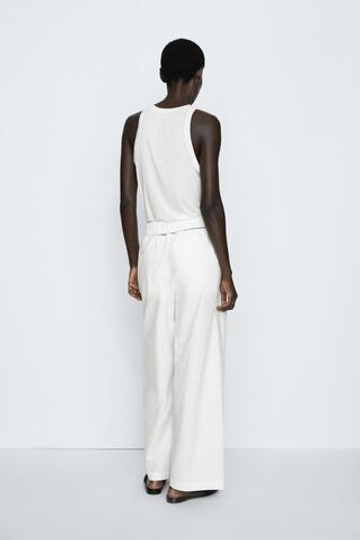 Massimo Dutti Брюки на резинке из 100% хлопка - STUDIO, экрю