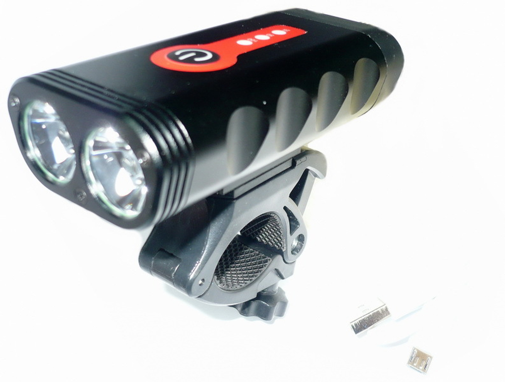 Фара передняя с 2 линзами, CREE XML, 800 Lm, 5 режимов,  USB зарядка 3600mAh встроенн аккум. Инд уп