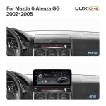 Магнитола для Mazda 6 GG 2002-2007, Atenza (джойстик в комплекте) - Teyes LUX ONE 360 монитор 12.3", Android 10, Быстрая, CarPlay, 4G SIM-слот, 4 камеры в комплекте
