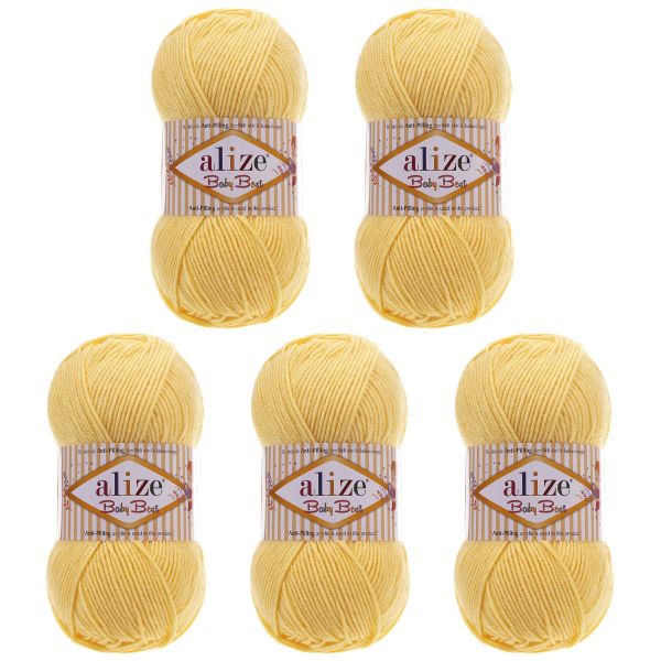 Пряжа Alize (Ализе) Baby Best / уп.5 мот. по 100 г, 240м, 250 светлый лимон A