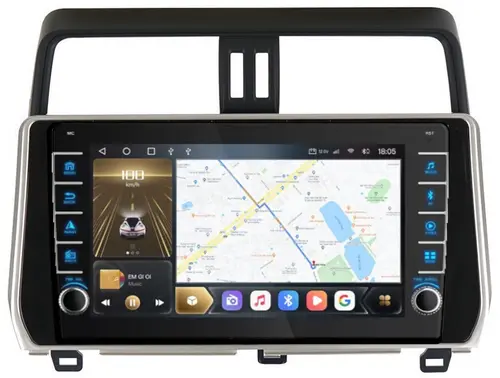 Магнитола для Toyota Land Cruiser Prado 150 2017-2023 - Kuberg OL-1680 (кнопки и крутилки), Android 12, Быстрая, CarPlay, 4G SIM-слот