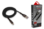 Кабель USB "WALKER" C920, 3.1А, Micro USB, поддержка QC, индикатор, нейлон, черный