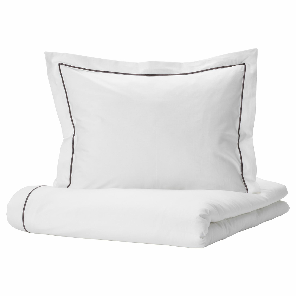 Комплект постельного белья IKEA SILVERTISTEL (СИЛВЕРТИСТЕЛ), Двуспальный, Белый, 240x220, 50x80 см