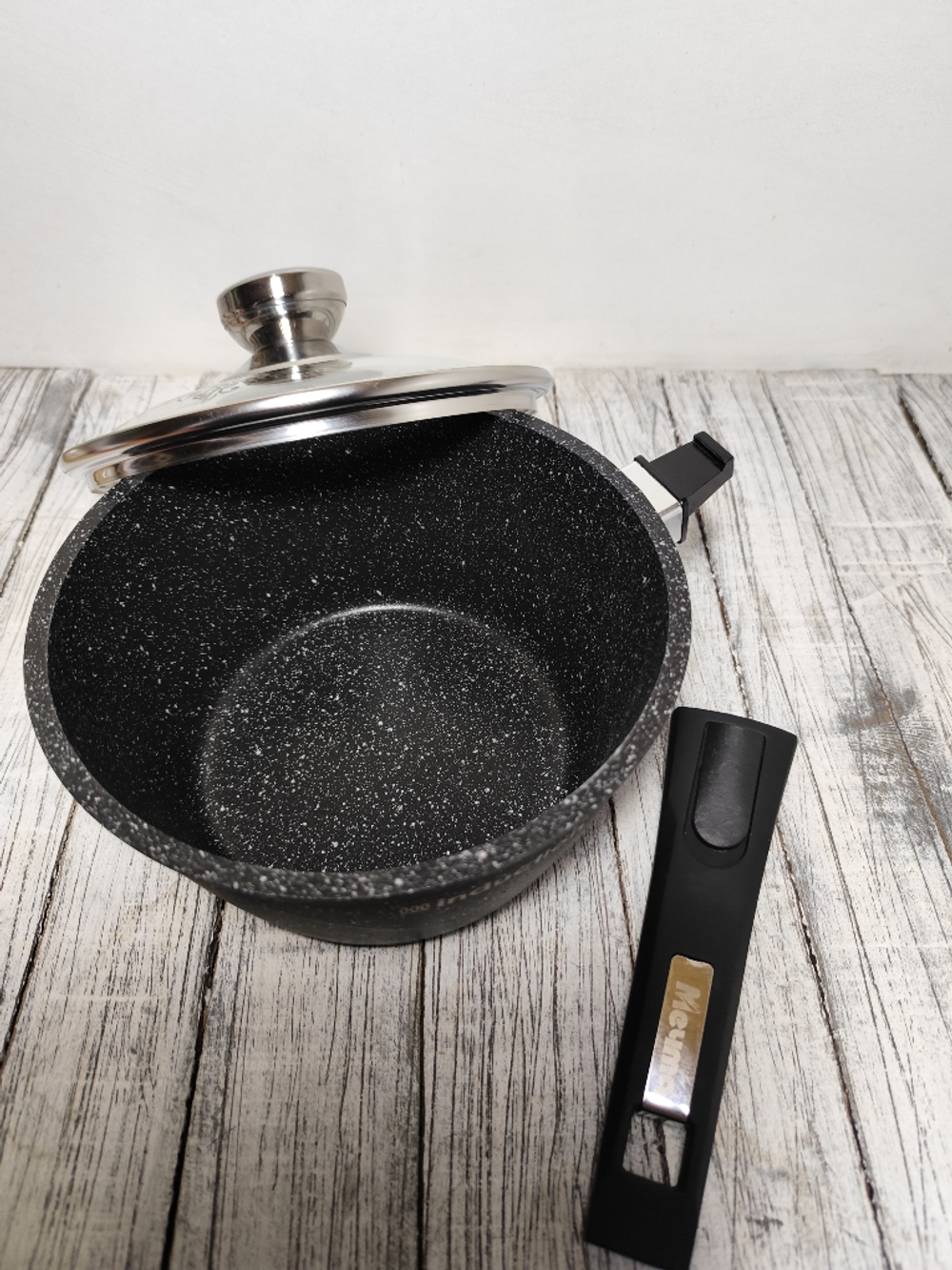 Ковш 1,7л АП ГРАНИТ black стекл кр съем ручка Induction