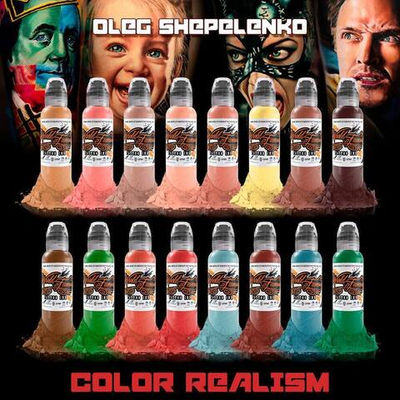 16 Color Oleg Shepelenko Set World Famous Tattoo Ink